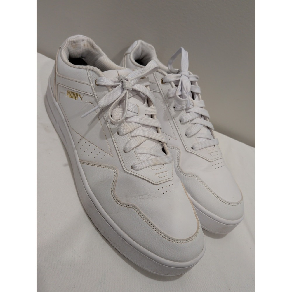 PUMA Court Classic Lace Up  Mens White Sneakers Casual Shoes Sz 12  395018-01